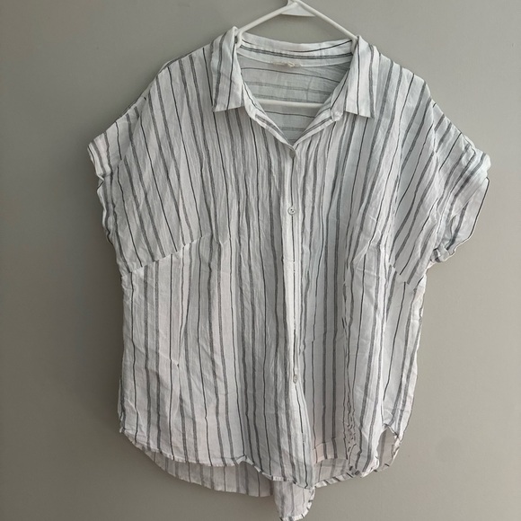 EILEEN FISHER TENCEL™ & Organic Cotton Striped Boxy Shirt size 1X - Picture 3 of 5